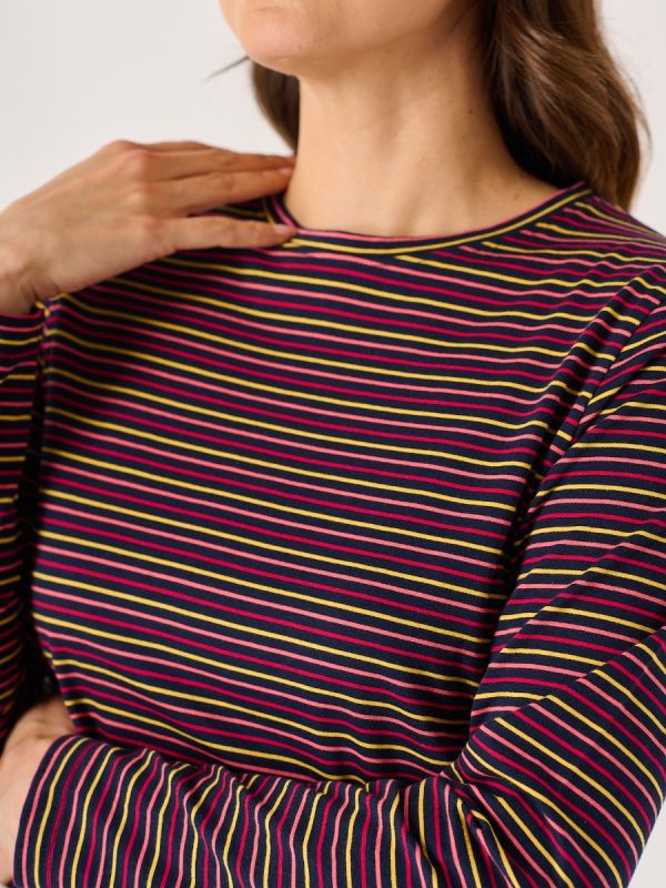 Multicoloured Striped Cotton Long Sleeve T-Shirt - Pinock