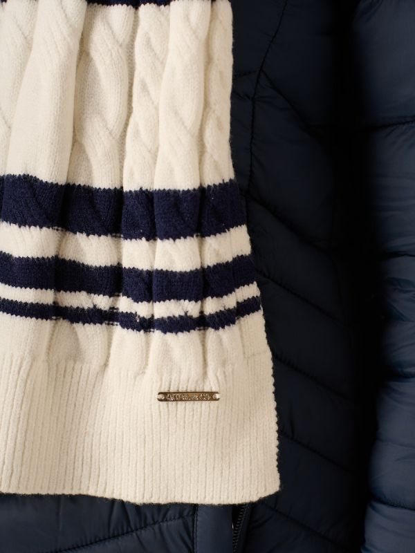 Navy and White Cable Knitted Scarf - Reagen 