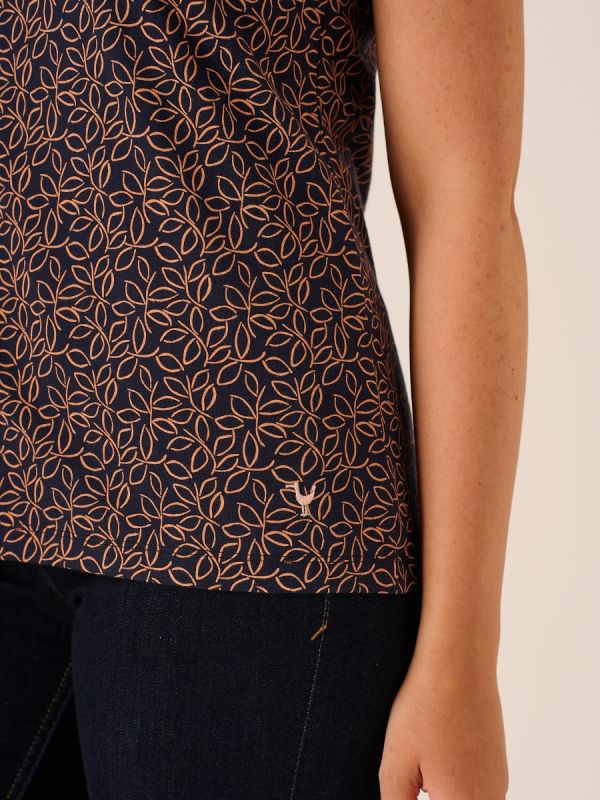 Rubella Short Sleeve Leaf Printed T-Shirt In Navy 