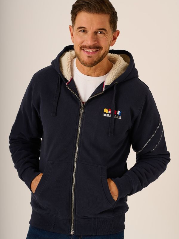 Dark Navy X-Series Zip Borg Lined Hoody - Ruperto 