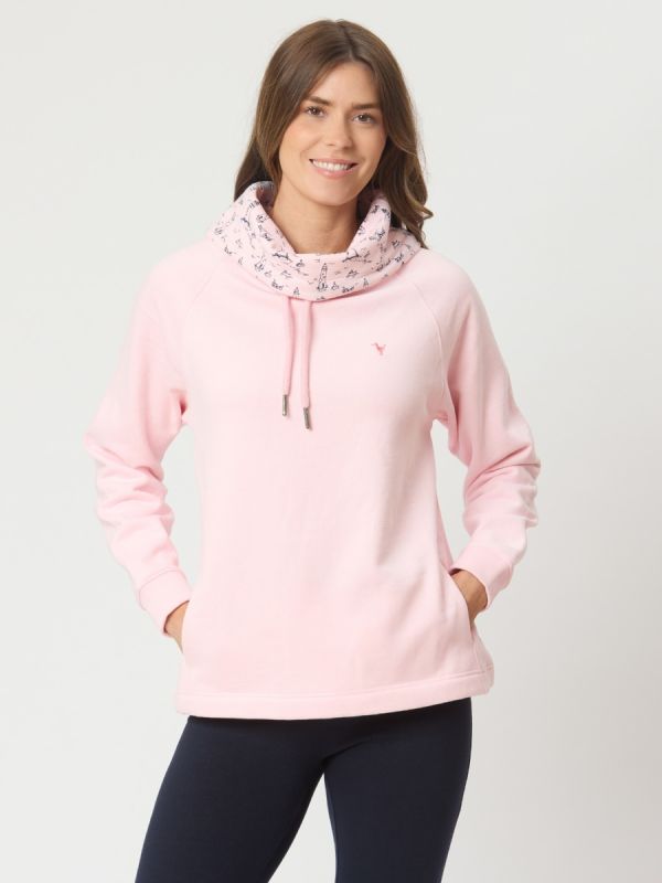 Sabrina Cowl Neck Sweatshirt In Pink