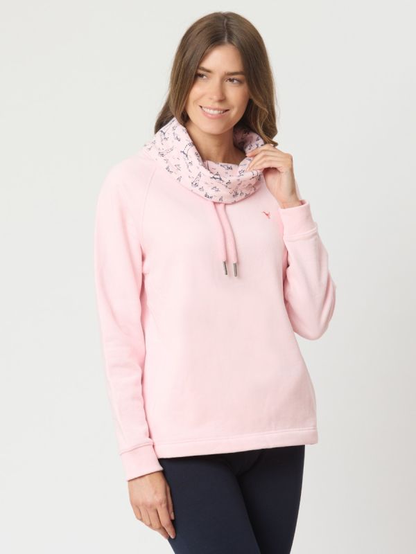 Sabrina Cowl Neck Sweatshirt In Pink