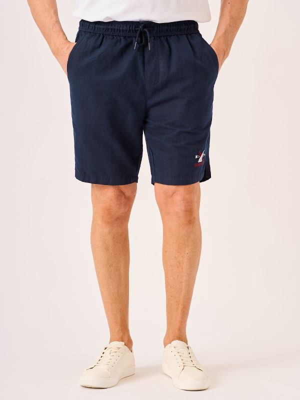 Dark Navy Linen Cotton Blend Shorts – Samar