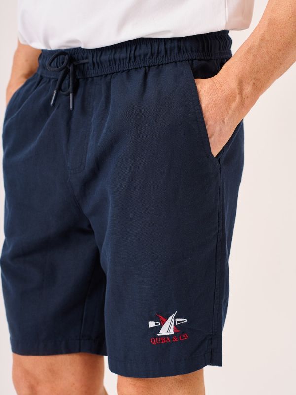 Dark Navy Linen Cotton Blend Shorts – Samar