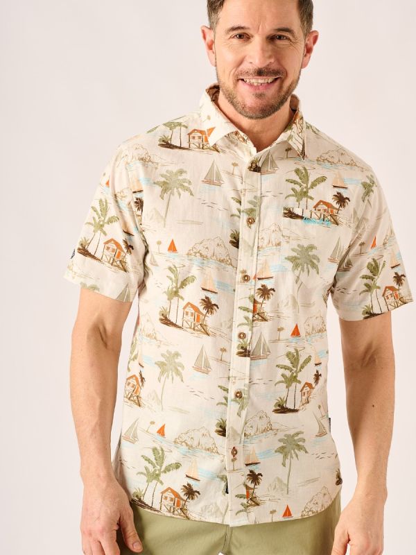 Multicoloured Lifestyle Printed Slub Shirt - Sandbar