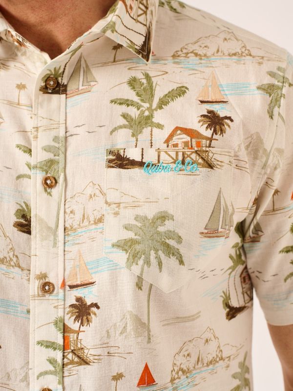 Multicoloured Lifestyle Printed Slub Shirt - Sandbar