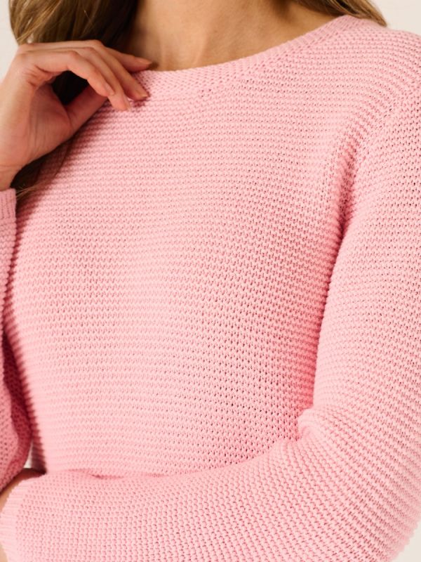 Scola Purl Stitch Jumper In Pink
