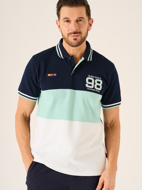 Sonata X-Series Polo Shirt In Navy Aqua And White