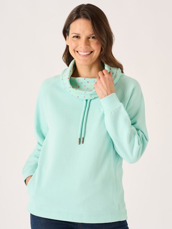 Aqua Wrap Cowl Neck Ladies Sweatshirt - Sutton 