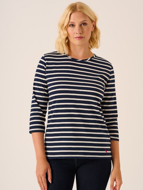 3/4 Sleeve Stripe Tee Navy and White - Tatum