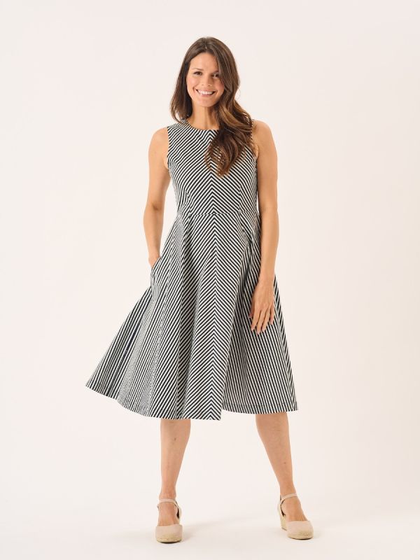 Tay Chevron Navy and White Striped Dress