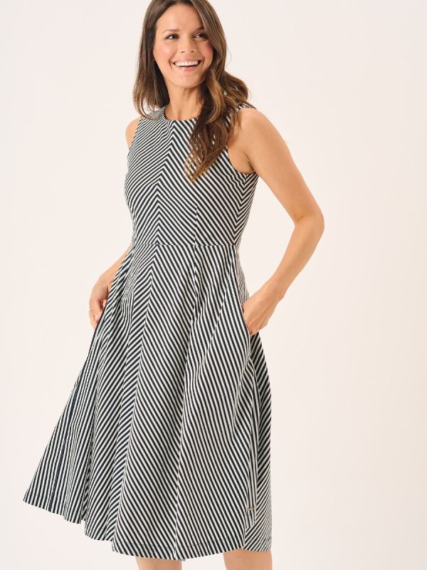 Tay Chevron Navy and White Striped Dress