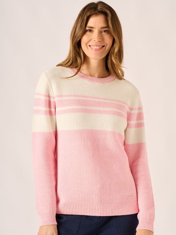Pink and Foam White Textured Stripe Knit Jumper – Tema