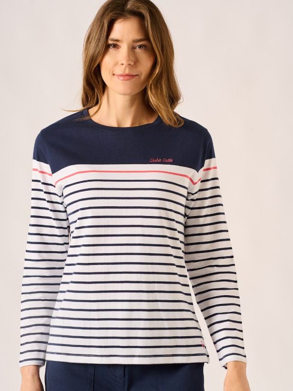 Boatneck Stripe Navy and White Tee - Tilla 
