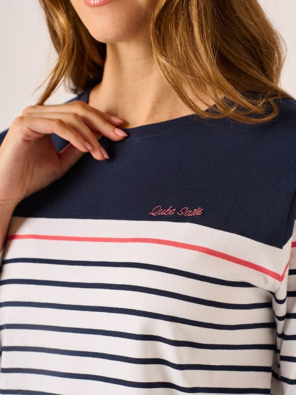 Boatneck Stripe Navy and White Tee - Tilla 