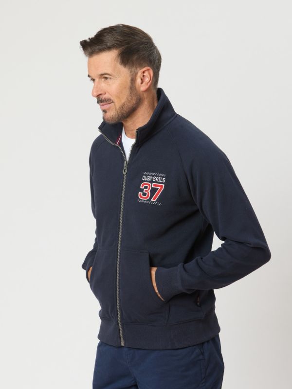 Tobias X-Series Zip Thru Sweat In Dark Navy