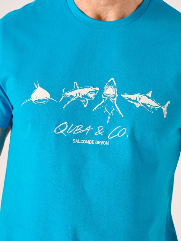 Blue Shark Print T-Shirt - Torpedo