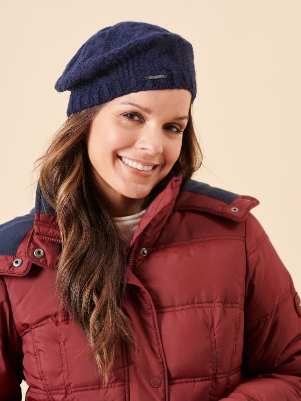 Navy Cable Knit Beret