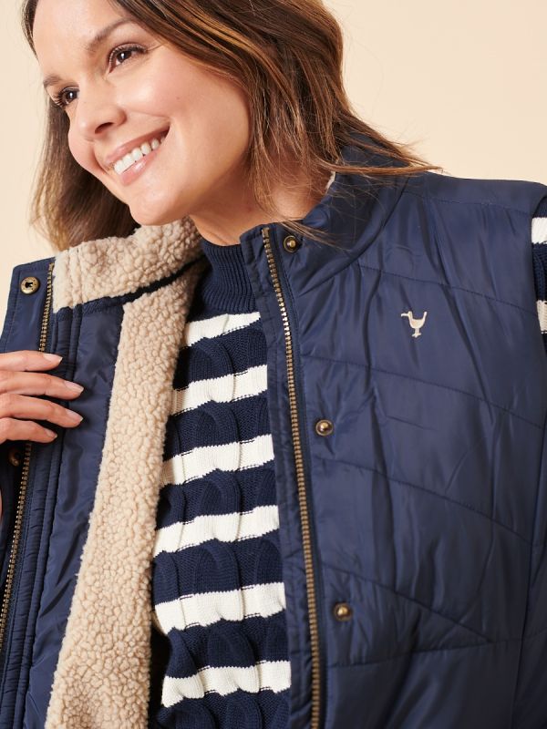 Navy Borg Lined Puffer Gilet - Visby