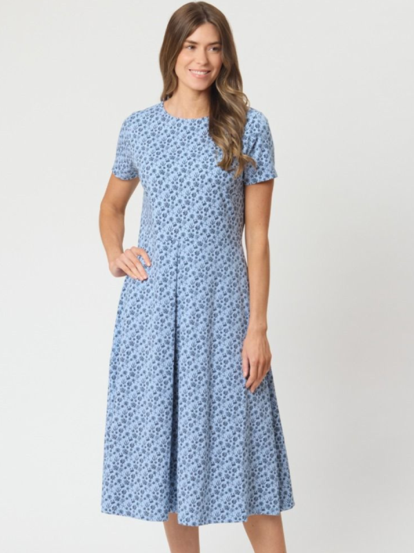 Maisie Printed Jersey Dress In Blue 