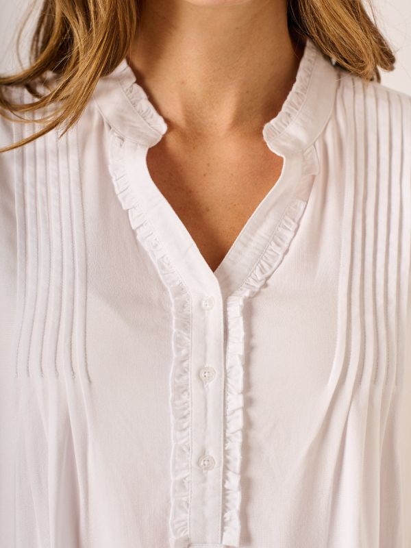 White Sleeveless Pintuck Blouse - Whiterose