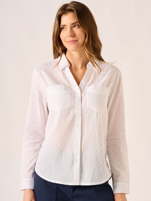 White Dobby Long Sleeve Shirt – Winona