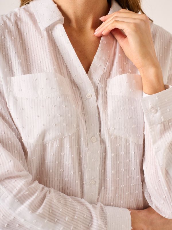 White Dobby Long Sleeve Shirt – Winona