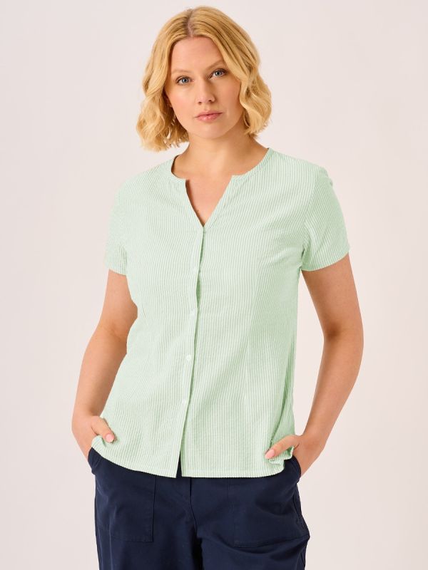 Mint Seersucker Blouse - Yarro 