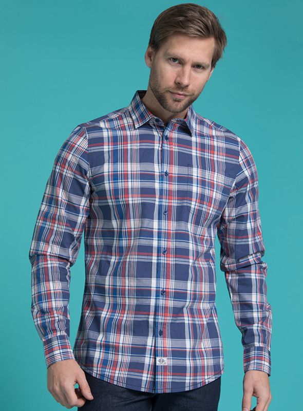Adventure Long Sleeved Shirt - Navy Multi | Quba & Co Menswear