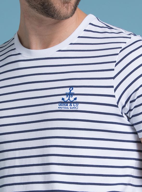 Decision Short-Sleeve Striped T-Shirt - White/Ink/Pacific Blue