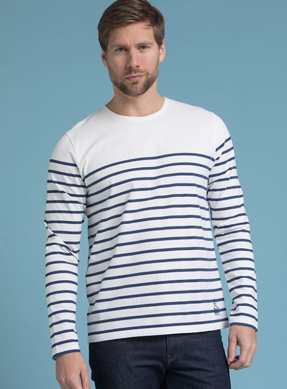 Defiance Long Sleeved Striped T-Shirt - Ink/FoamWhite