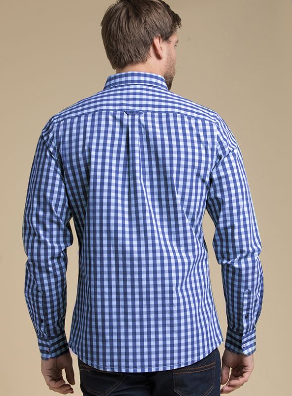 Advisory Long Sleeved Check Shirt - Pacific Blue/White