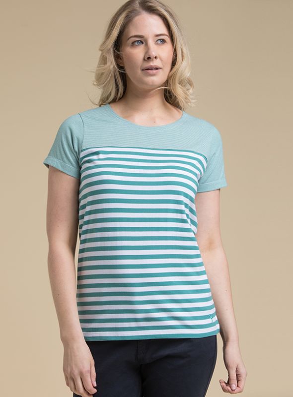 St Tropez Striped T-Shirt - Green/White | Quba & Co Essentials