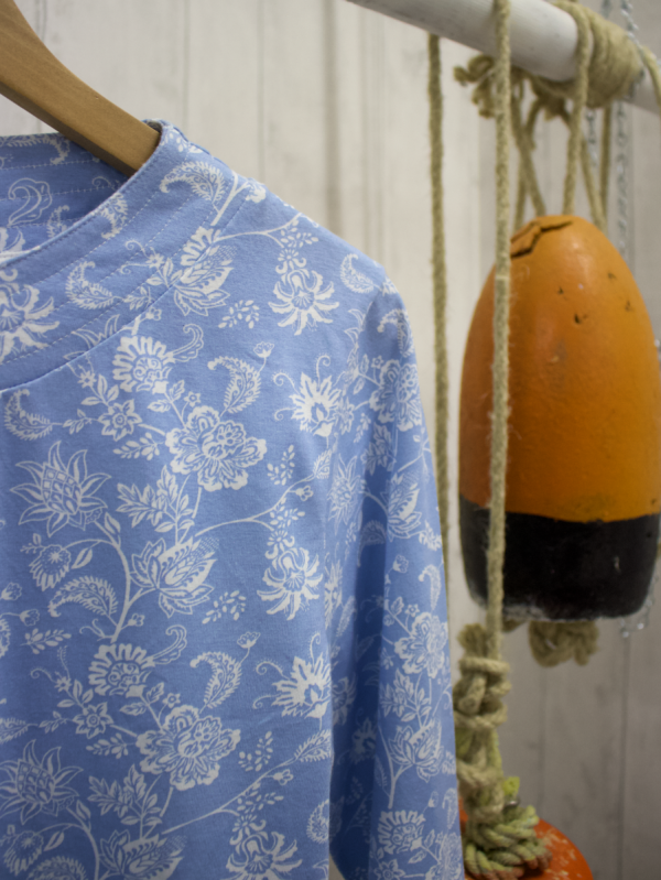 Belah Blue Flower Printed Long Sleeve T-Shirt 