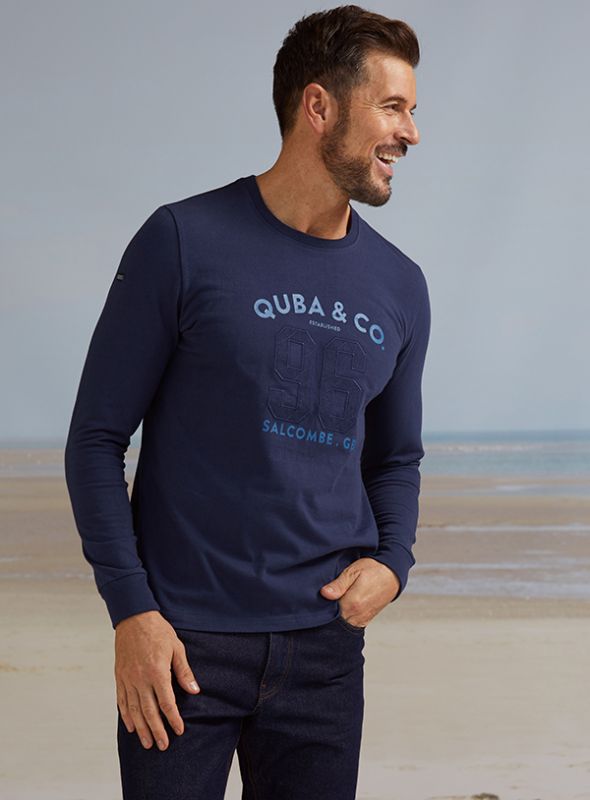 Sven Long-Sleeve Graphic T-Shirt - Prussian Blue | Quba & Co