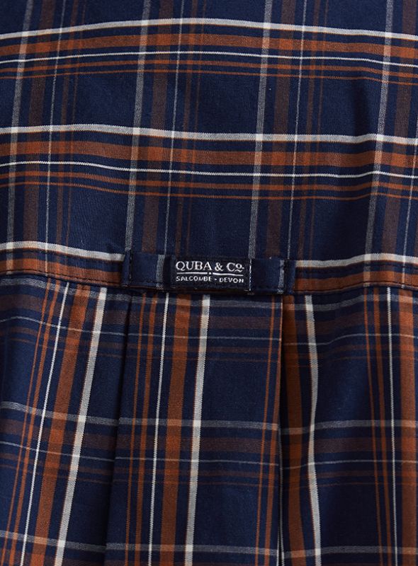 Powell Long Sleeve Check Shirt - Navy/Pecan