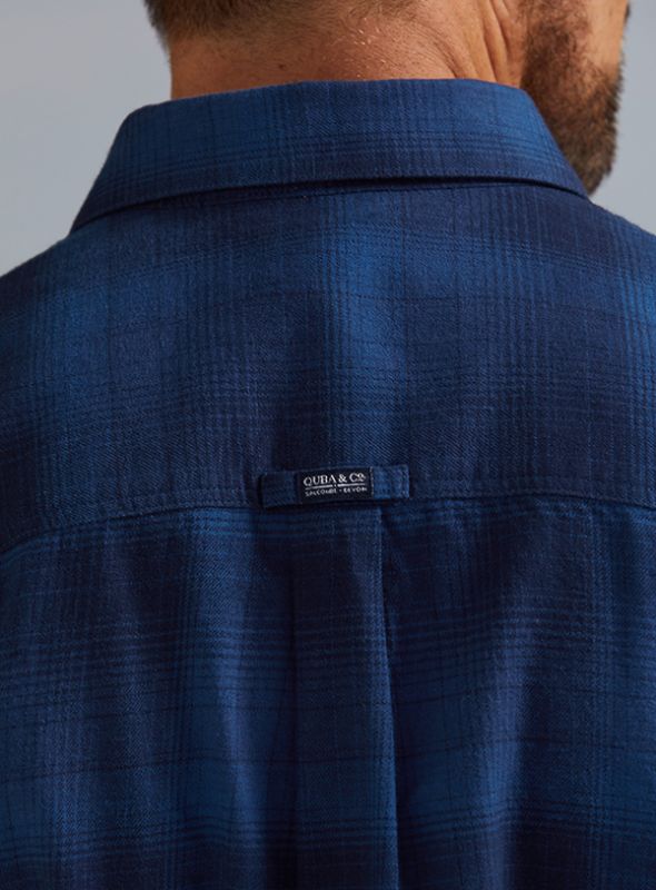 Manor Long Sleeve Check Shirt - Navy/China Blue