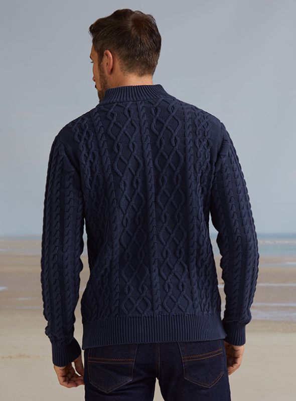 Thomson Cable Knit Jumper - Prussian Blue