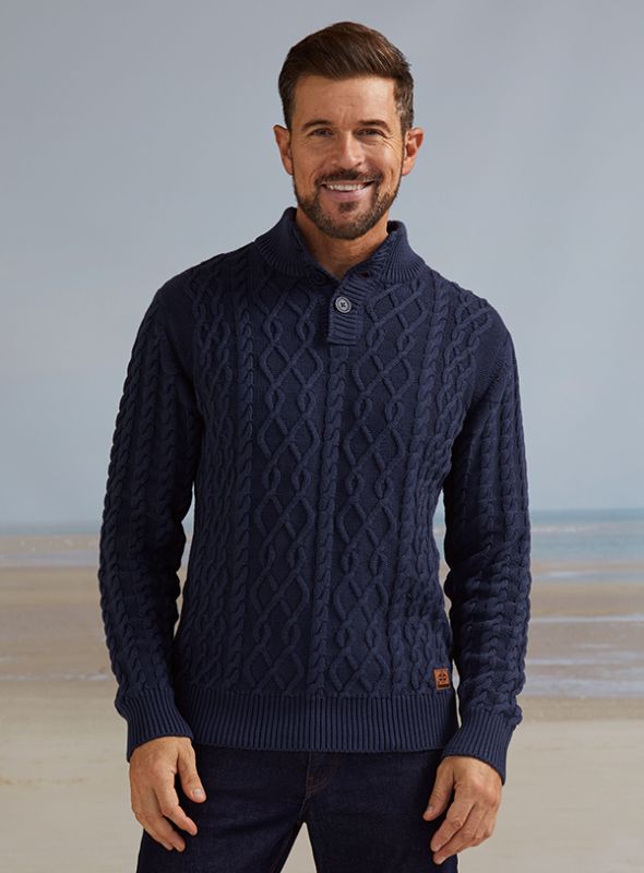 Thomson Cable Knit Jumper - Prussian Blue