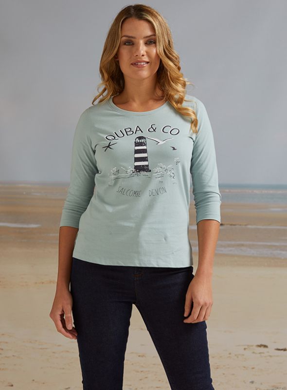Jenna 3/4 Sleeve T-Shirt - Harbour Green