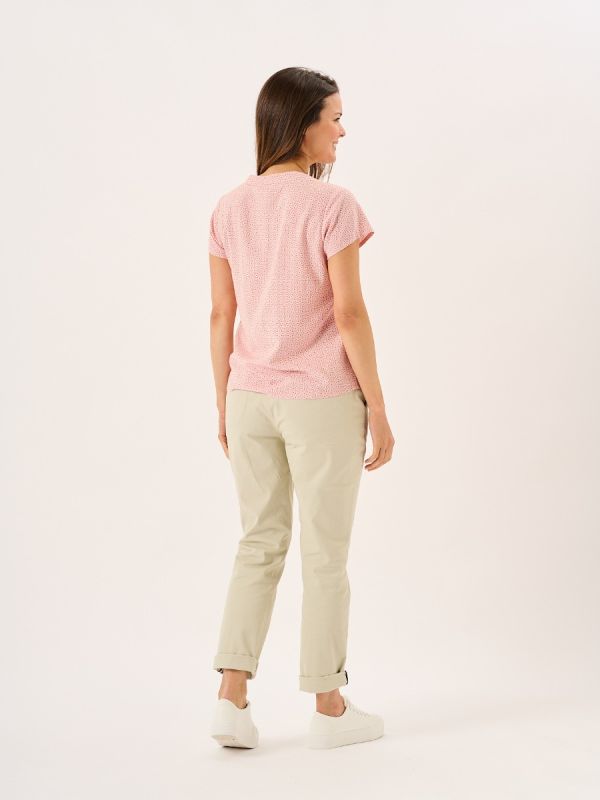 Dusty Pink Notch Neck Spotted Shirt - Adrienne