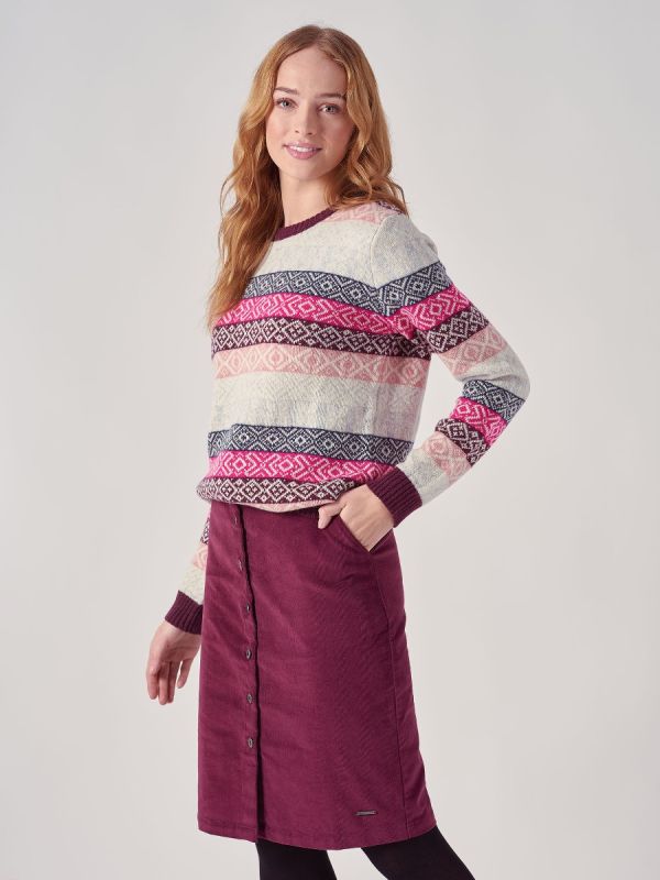 Ambrette AUBERGINE Cord Skirt | Quba & Co