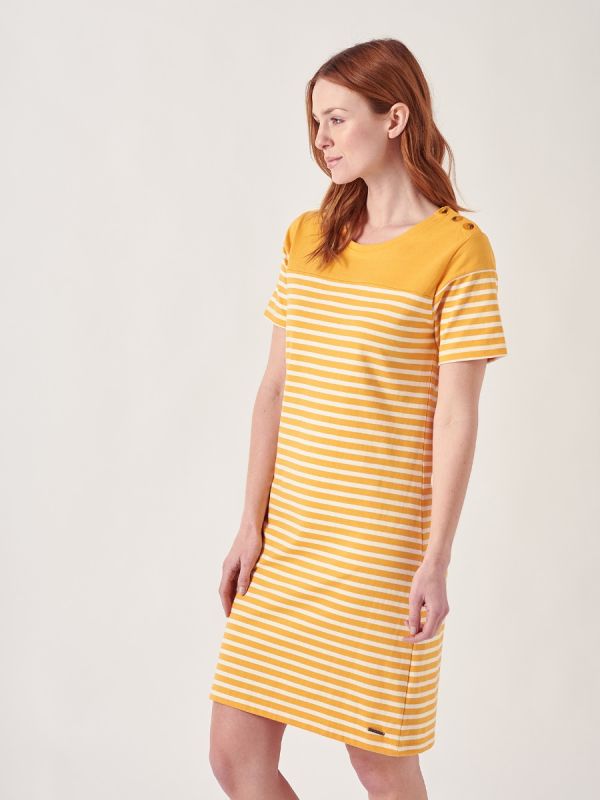 Aubrey MELON ORANGE Stripe Jersey Dress | Quba & Co