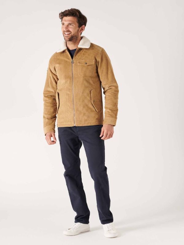 Beige corduroy autumn classic styled jacket