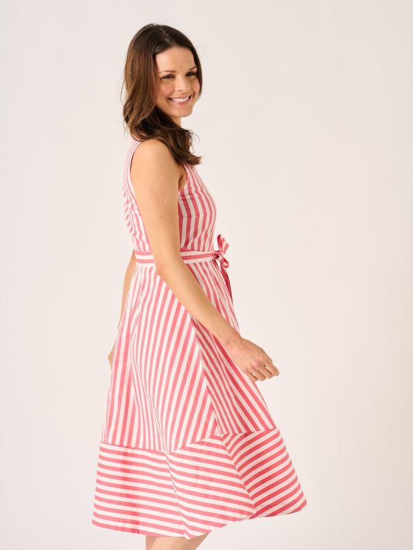 Bann Pink and White Striped Shirt Dress