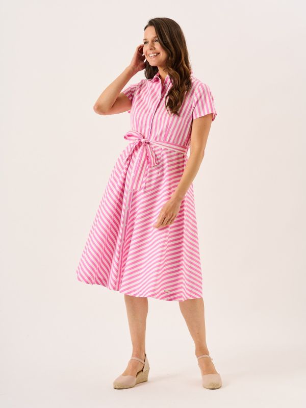 Hot Pink Striped Dress Black And Hot Pink Horizontal Stripes" A-Line Dress  For Sale By