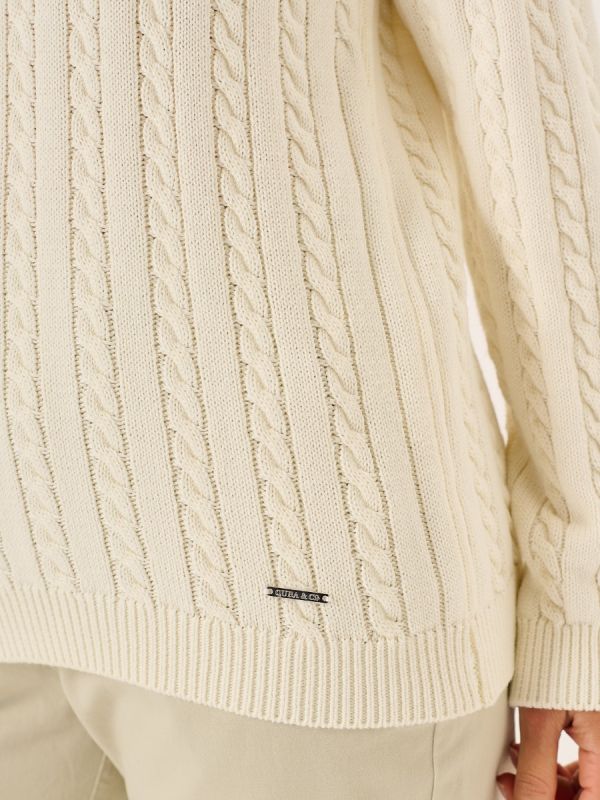 Foam White Cotton Cable Knit Jumper - Callie