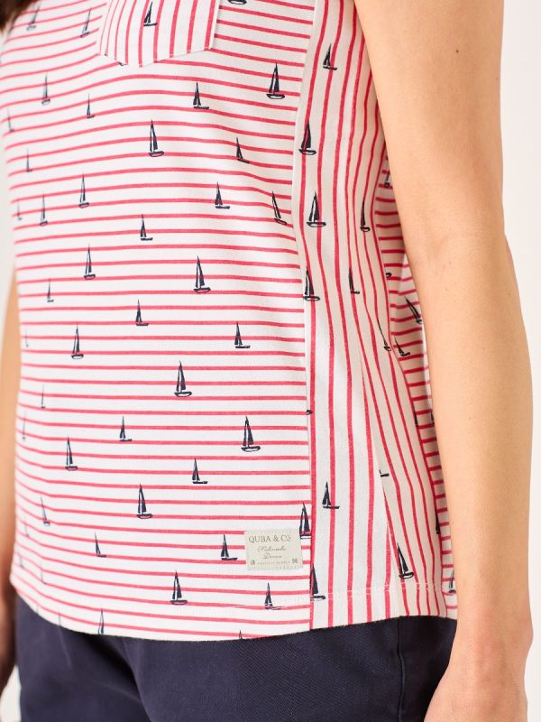 Cam Pink and White Striped Boat Design Vest