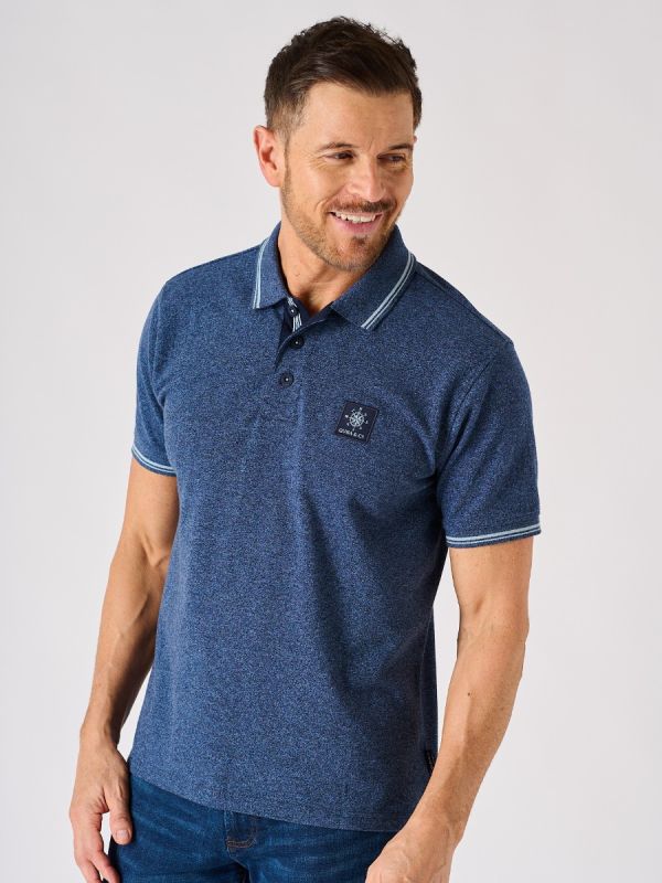 Blue Marl Tipped Polo Shirt - Camedo
