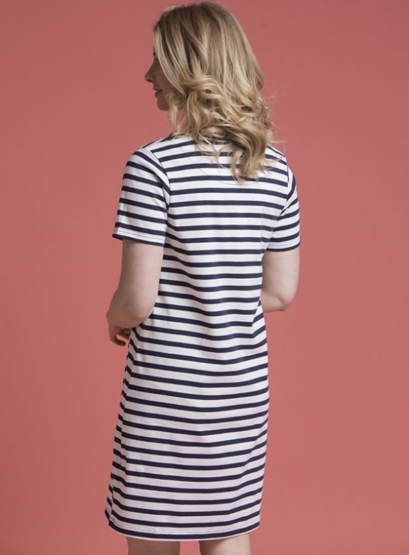 Carina Striped Jersey Dress - Foam White/Navy